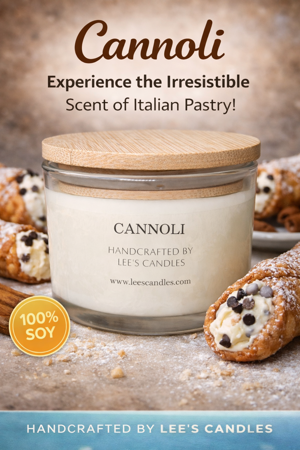 Lee's Candles Cannoli 3‑Pack candle product thumbnail on white background