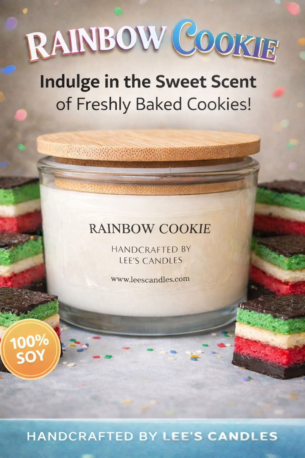 Lee's Candles Rainbow Cookie 3‑Pack candle product thumbnail on white background