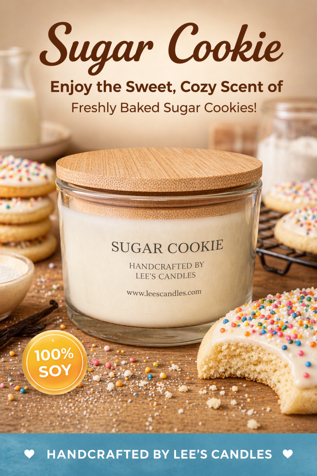 Lee's Candles Sugar Cookie 3‑Pack candle product thumbnail on white background
