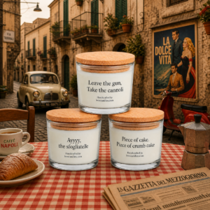 3 piece Italian movie bakery quotes inspired candle set